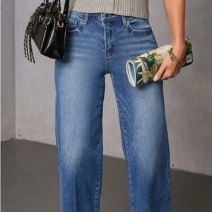 Flying Monkey High-Rise Wide Leg Jeans in Blue Wash